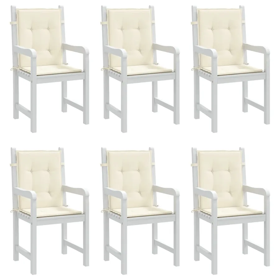 Coussins de chaise de jardin à dossier bas lot de 6 crème - 4