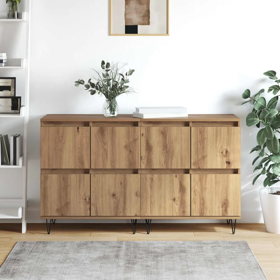 Buffets 2 pcs chêne artisanal - 4