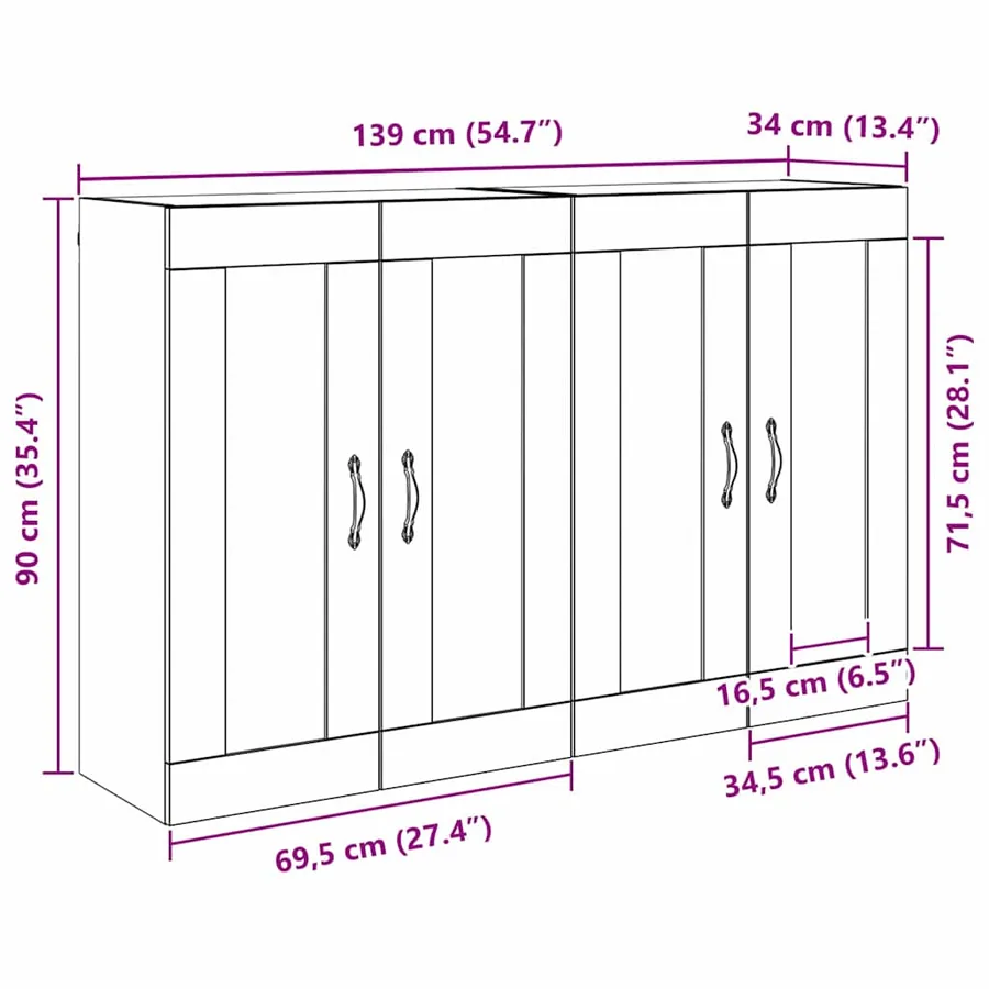 Cabinets muraux 2 pcs Chêne noir 69,5 x 34 x 90 cm - 14