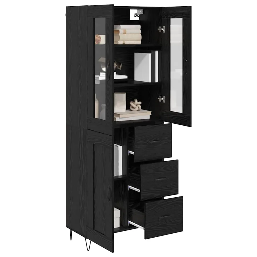 Haut Armoire Chêne noir 69,5 x 34 x 90 cm Bois d'ingénierie - 3