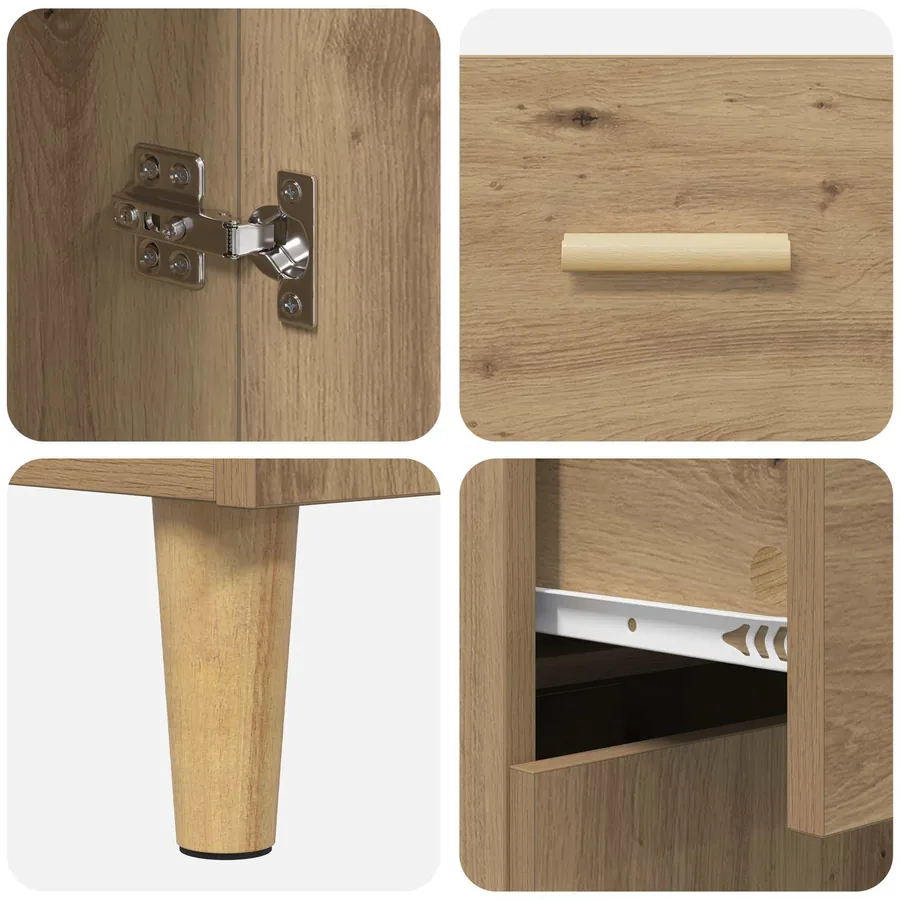Buffet chêne artisanal 34 x 69,5 x 89 cm Bois d'ingénierie - 9