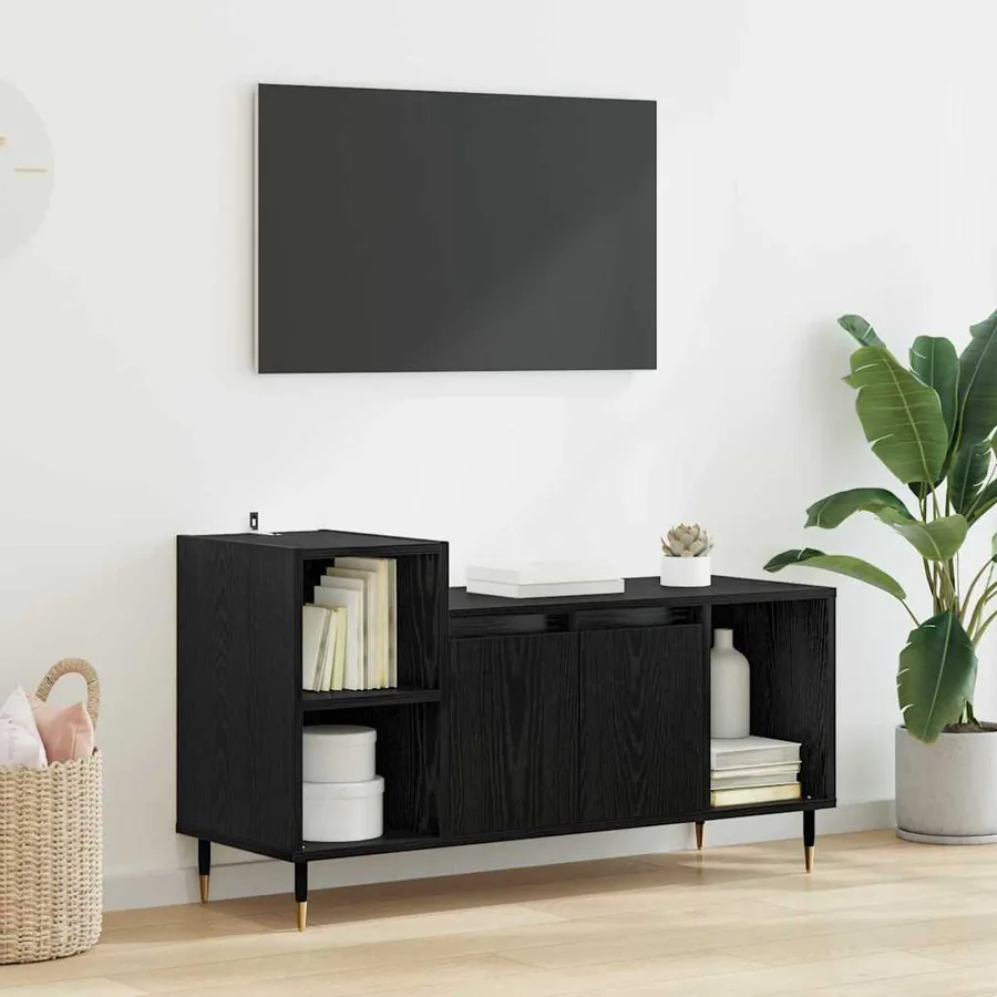 Meuble TV Chêne noir 100 x 35 x 55 cm Bois d'ingénierie
