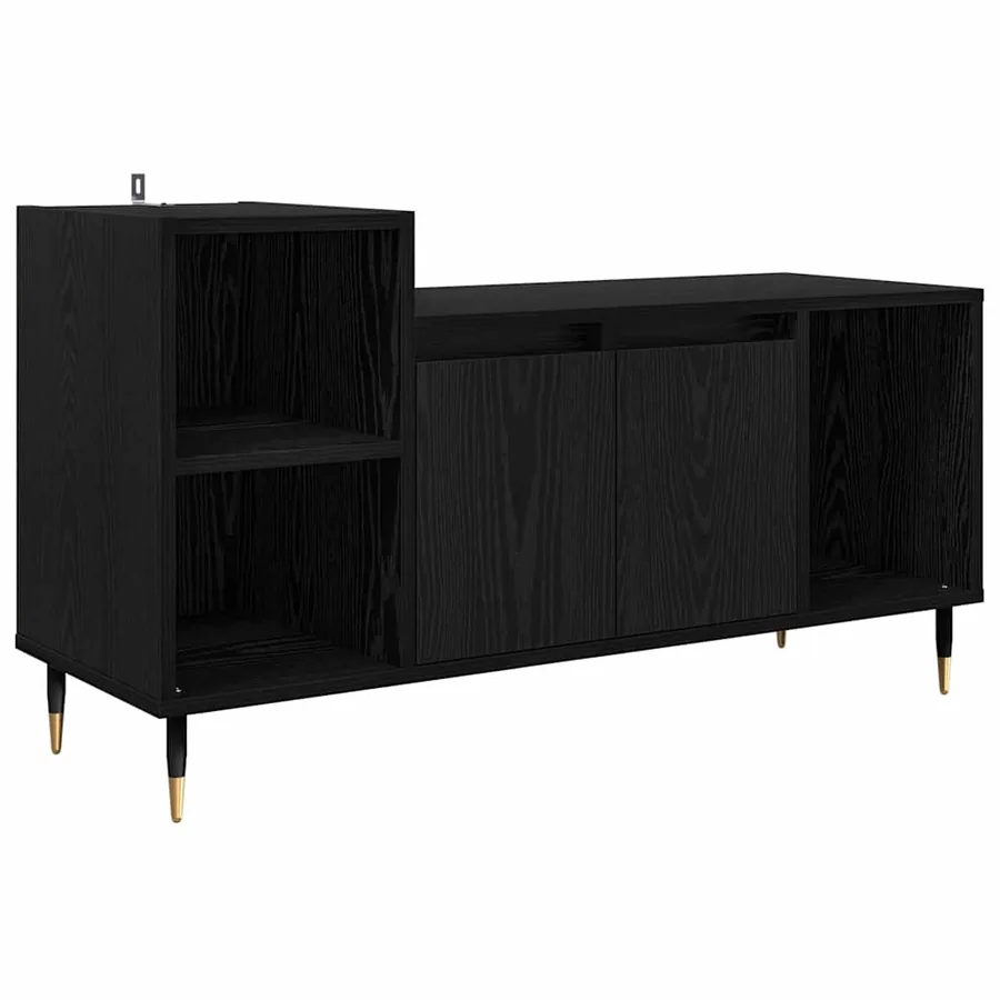 Meuble TV Chêne noir 100 x 35 x 55 cm Bois d'ingénierie - 2