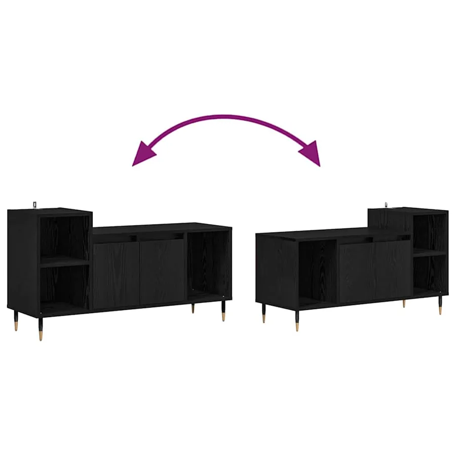 Meuble TV Chêne noir 100 x 35 x 55 cm Bois d'ingénierie - 8