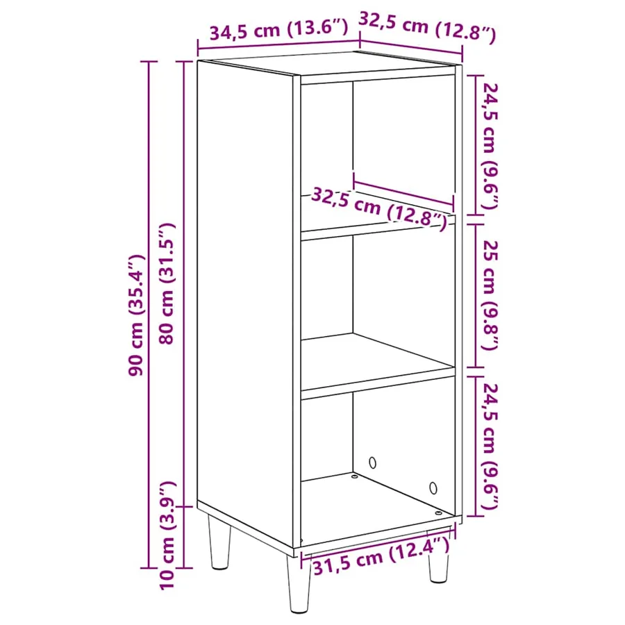 Buffet Chêne noir 34,5 x 32,5 x 90 cm Bois d'ingénierie - 13