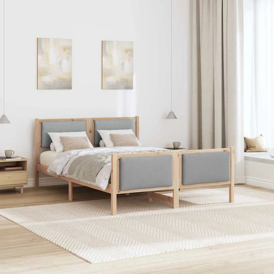 Cadre de lit avec tête de lit Gris clair 160 x 200 cm tissu - 4