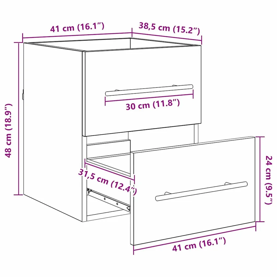 Armoire d'évier Chêne artisanal 38,5 x 41 x 48 cm - 14