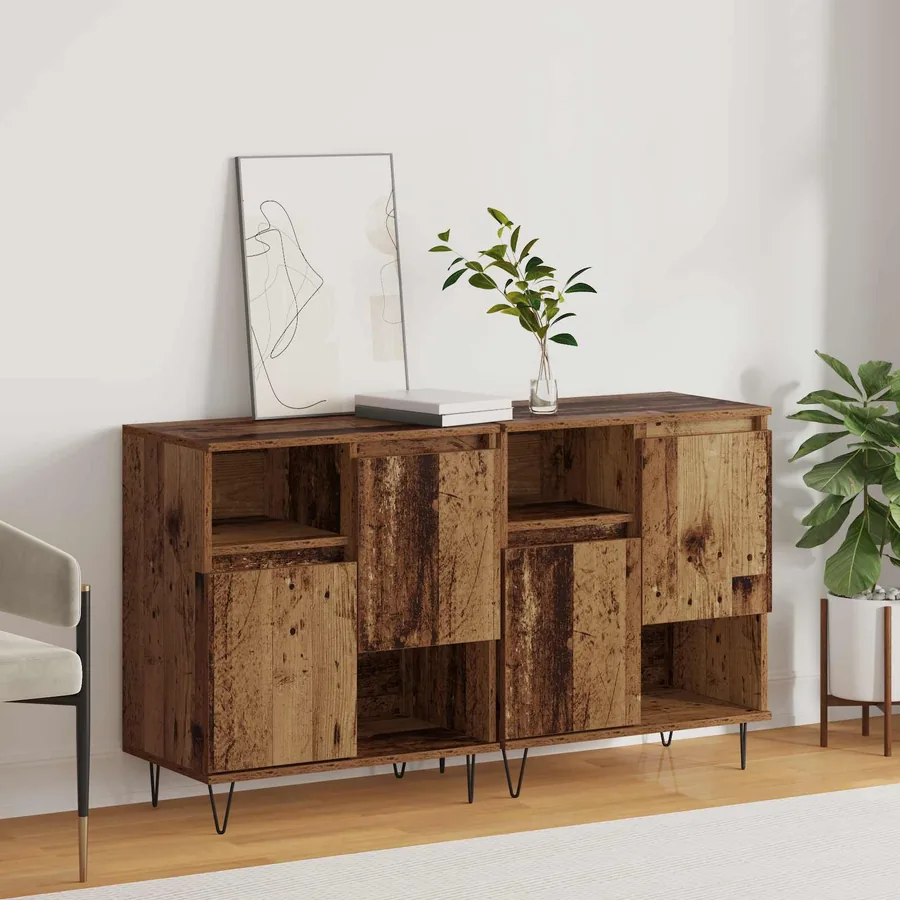 Buffet 2 pcs Bois ancien 60 x 35 x 70 cm