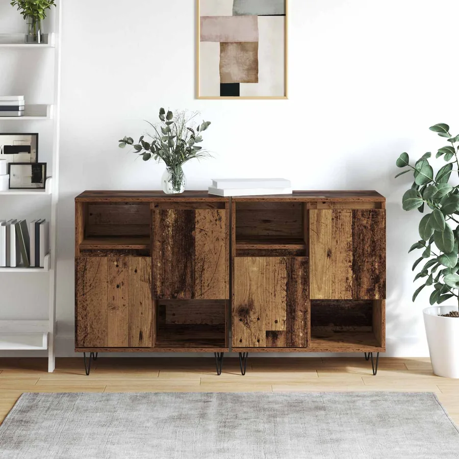 Buffet 2 pcs Bois ancien 60 x 35 x 70 cm - 4