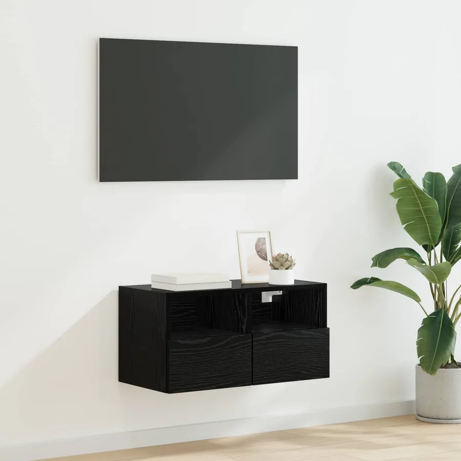 Meuble TV mural Chêne noir 60 x 30 x 30 cm Bois d'ingénierie