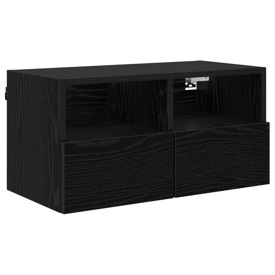 Meuble TV mural Chêne noir 60 x 30 x 30 cm Bois d'ingénierie - 2