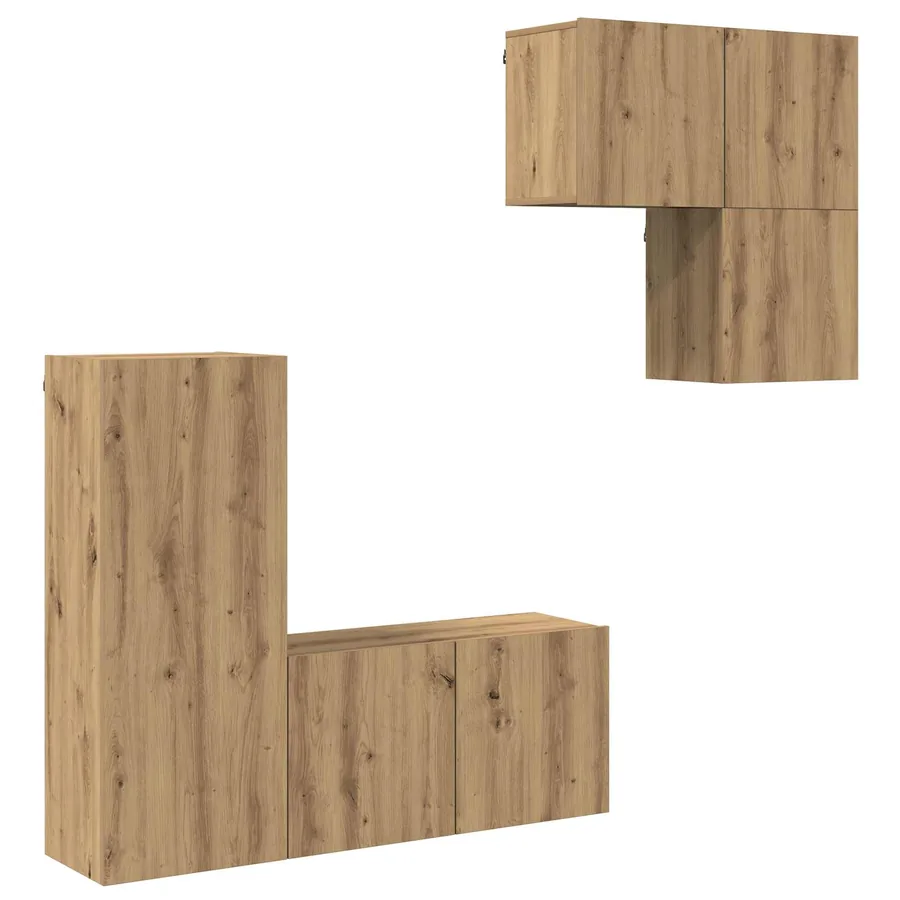 Meuble TV 4 pcs Chêne artisanal Bois d'ingénierie - 2