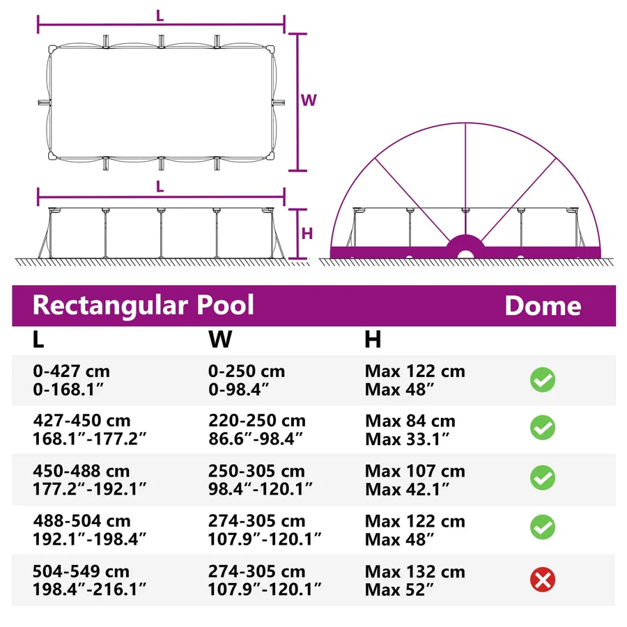 Dôme de piscine 592 x 590 x 275 cm Vert Mer - 17