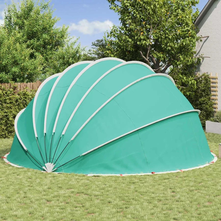 Dôme de piscine 592 x 590 x 275 cm Vert Mer - 4