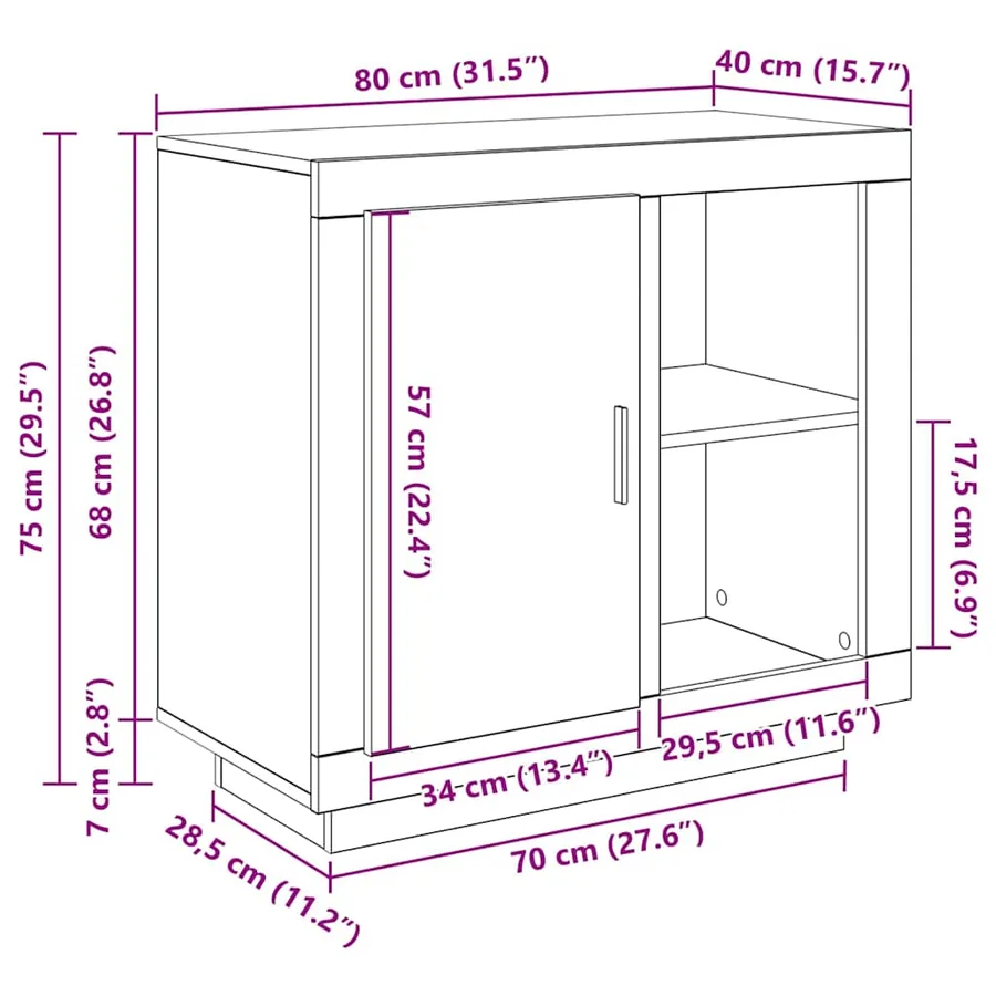 Buffet Chêne artisanal 80 x 40 x 75 cm Bois d'ingénierie - 16