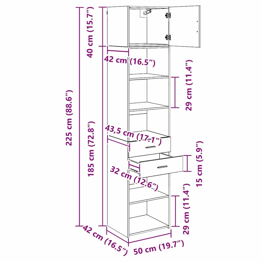 Haut Armoire Chêne artisanal 50 x 42,5 x 225 cm - 13