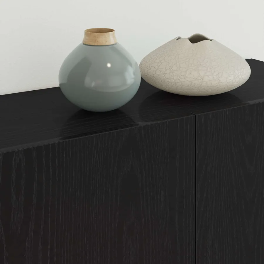 Unité murale de TV 5 pcs Chêne noir Bois d'ingénierie - 4