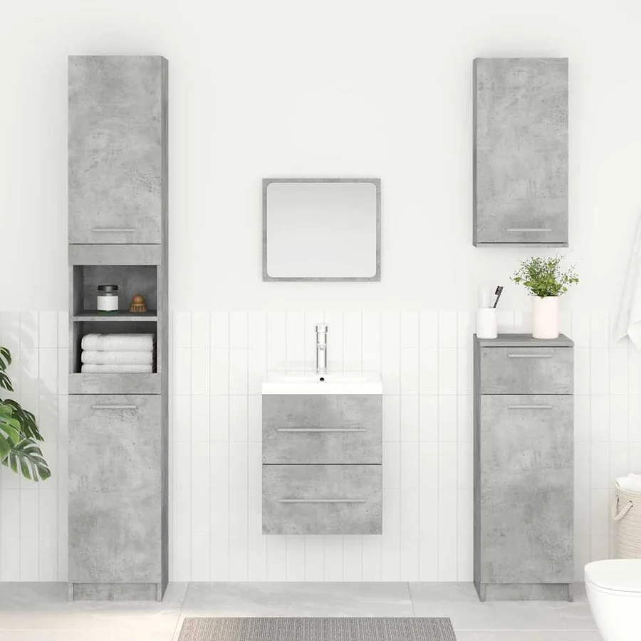 Armoire d'évier Gris béton 38,5 x 41 x 48 cm Bois d'ingénierie