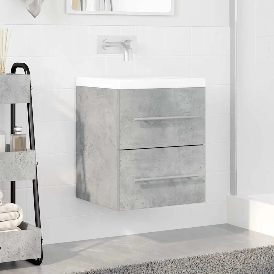 Armoire d'évier Gris béton 38,5 x 41 x 48 cm Bois d'ingénierie - 4