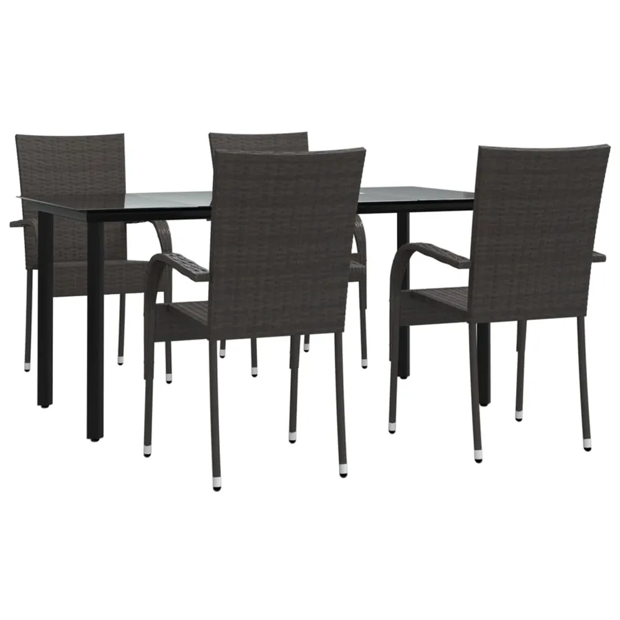 Ensemble à manger de jardin 5 pcs Marron Résine tressée - 2