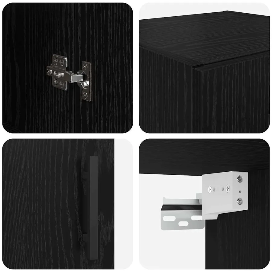 Meuble mural Chêne noir 34,5 x 34 x 90 cm Bois d'ingénierie - 9