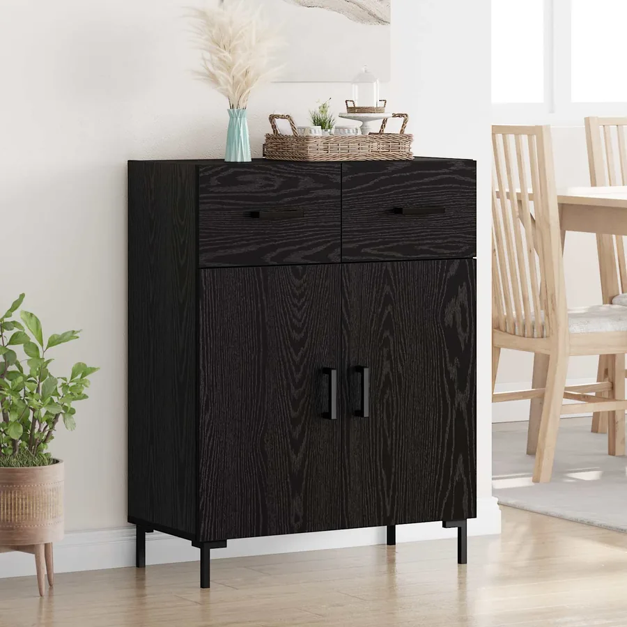 Buffet Chêne noir 69,5 x 34 x 90 cm Bois d'ingénierie