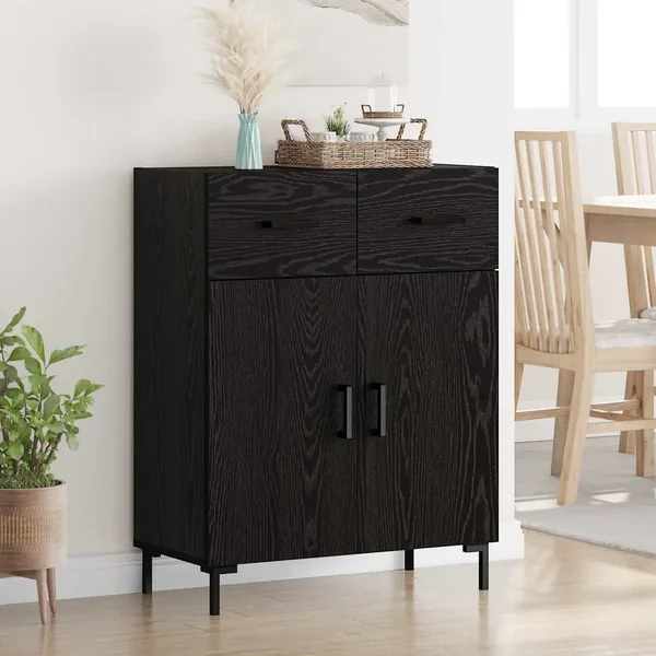 Buffet Chêne noir 69,5 x 34 x 90 cm Bois d'ingénierie