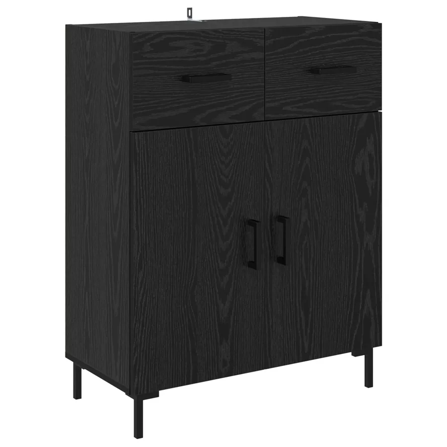 Buffet Chêne noir 69,5 x 34 x 90 cm Bois d'ingénierie - 2