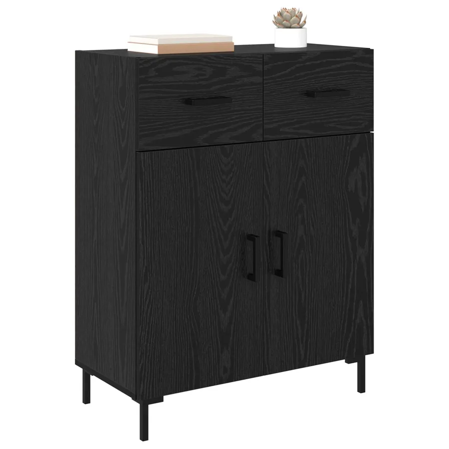 Buffet Chêne noir 69,5 x 34 x 90 cm Bois d'ingénierie - 3