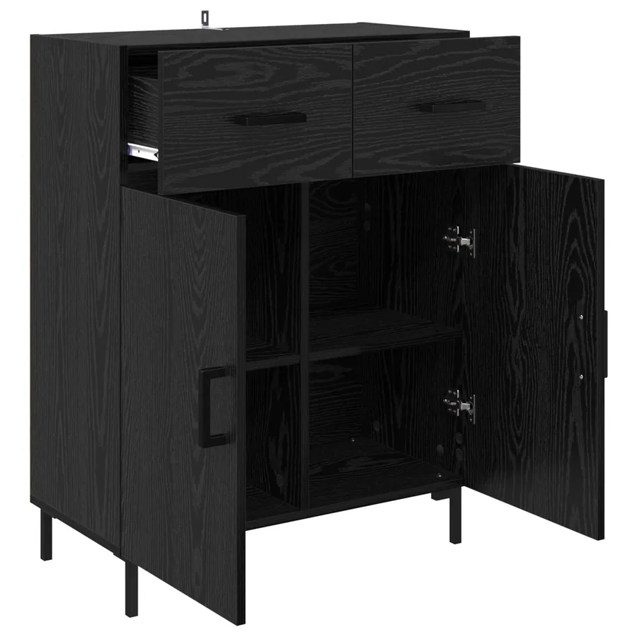 Buffet Chêne noir 69,5 x 34 x 90 cm Bois d'ingénierie - 5