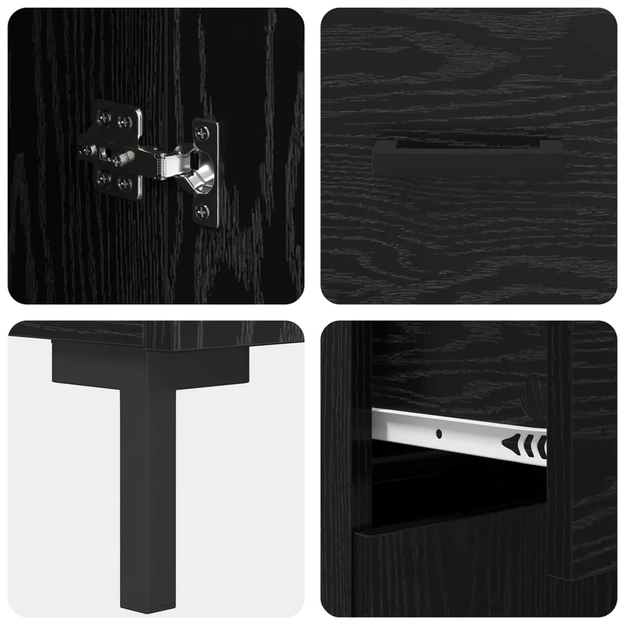 Buffet Chêne noir 69,5 x 34 x 90 cm Bois d'ingénierie - 9