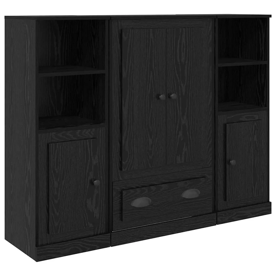 Haut Armoire avec tiroir 3 pcs Chêne noir Bois d'ingénierie - 5