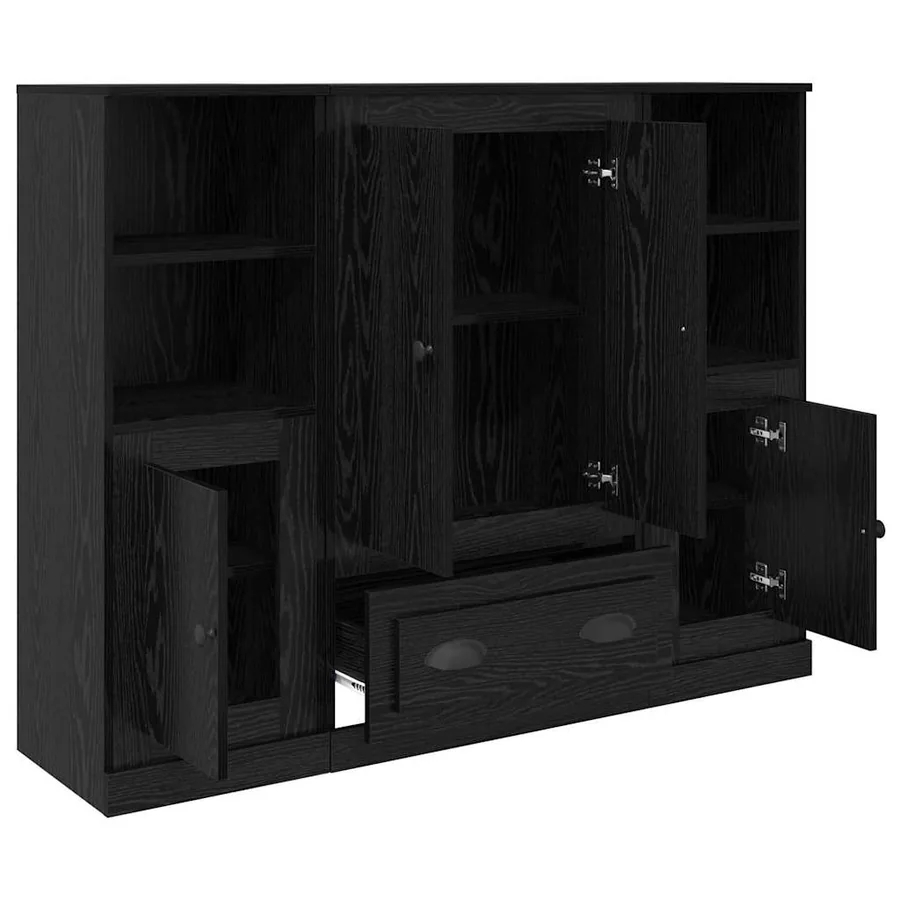 Haut Armoire avec tiroir 3 pcs Chêne noir Bois d'ingénierie - 6