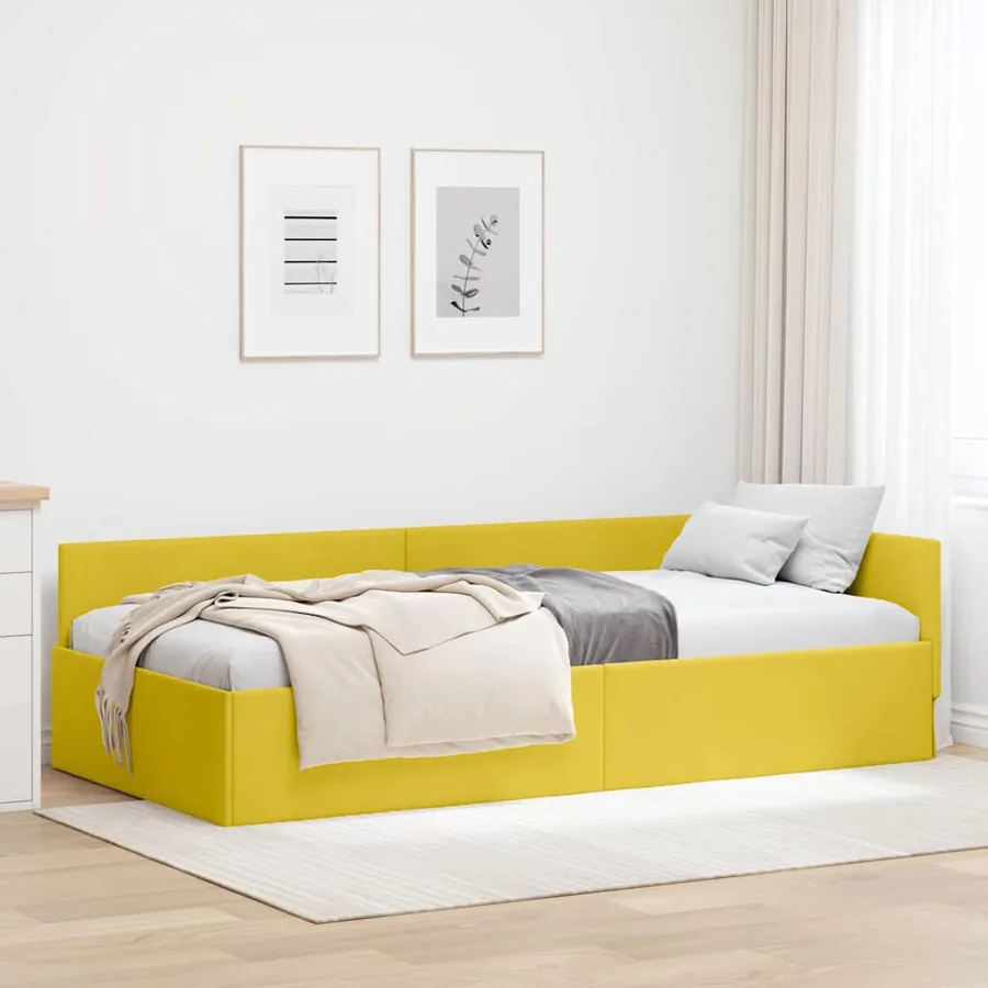 Cadre de lit d'angle Jaune 80 cm x 200 cm Velours