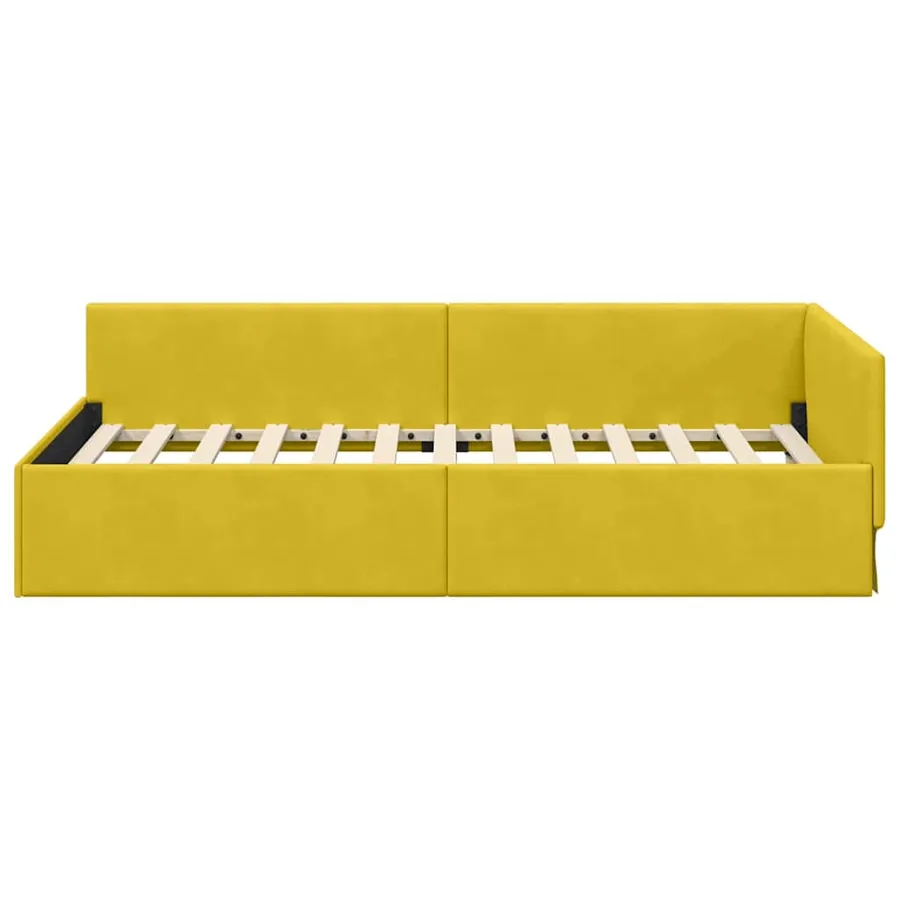 Cadre de lit d'angle Jaune 80 cm x 200 cm Velours - 5