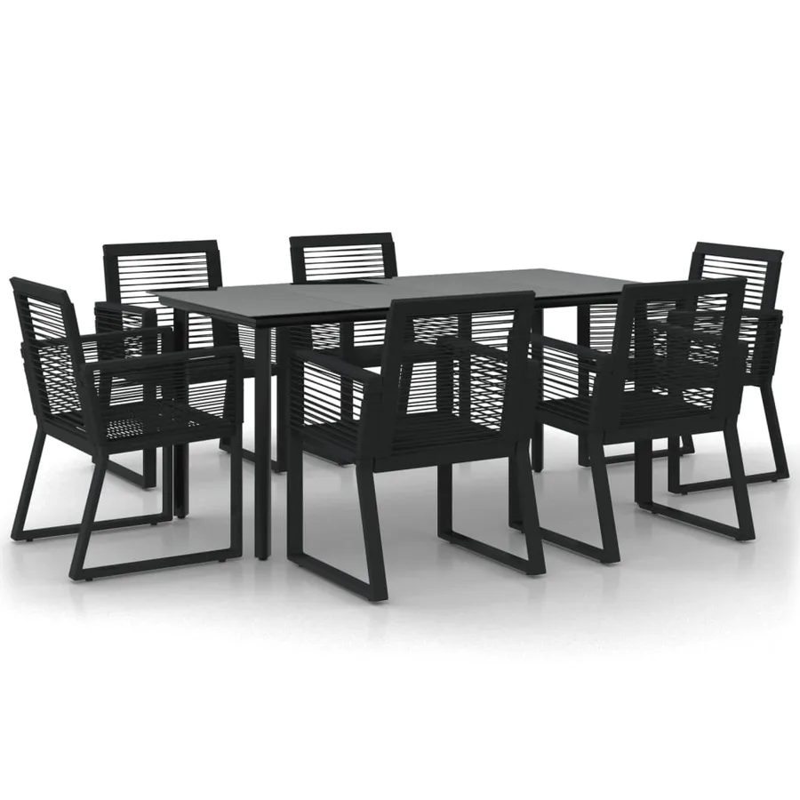 Ensemble à manger de jardin 7 pcs Noir Rotin PVC - 2