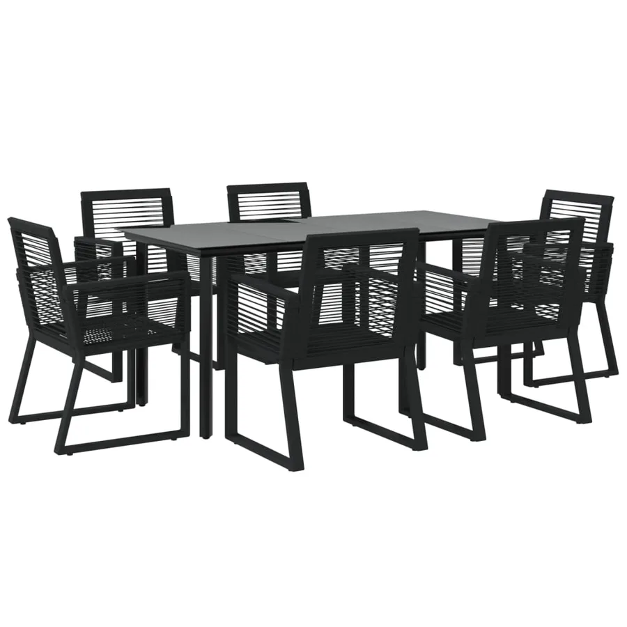 Ensemble à manger de jardin 7 pcs Noir Rotin PVC - 3