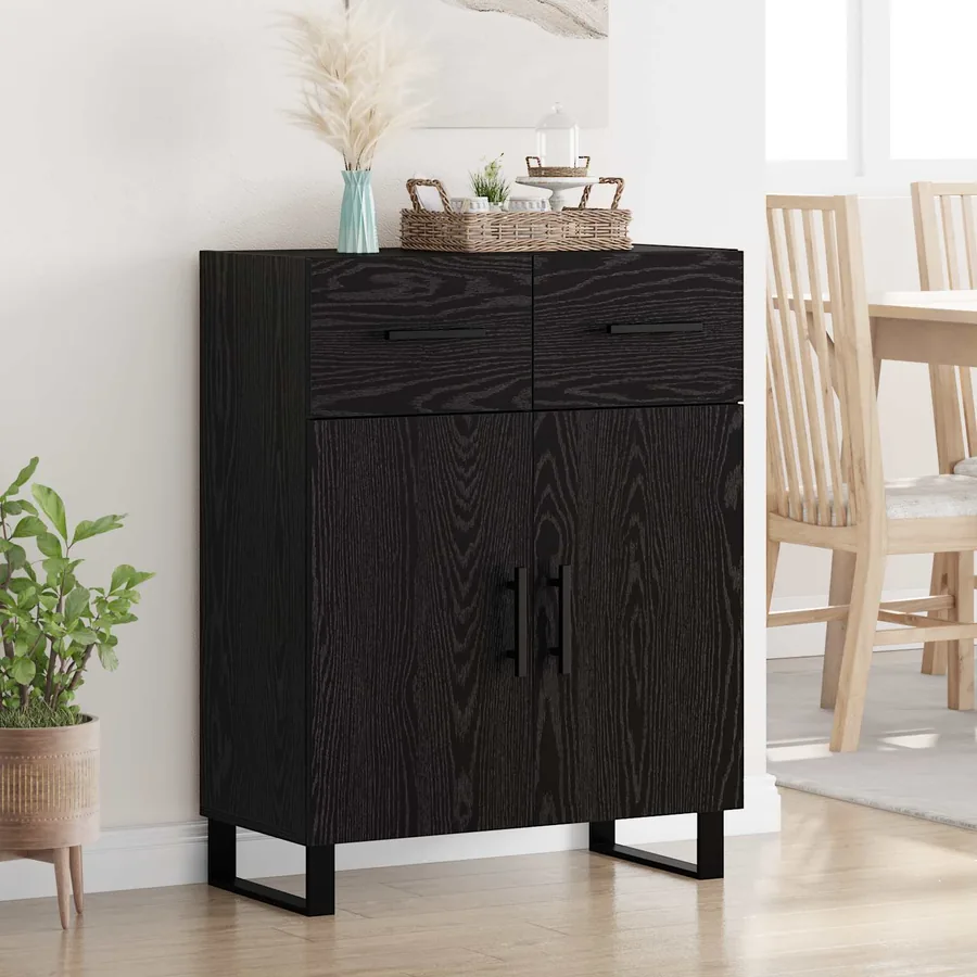 Buffet Chêne noir 69,5 x 34 x 90 cm Bois d'ingénierie