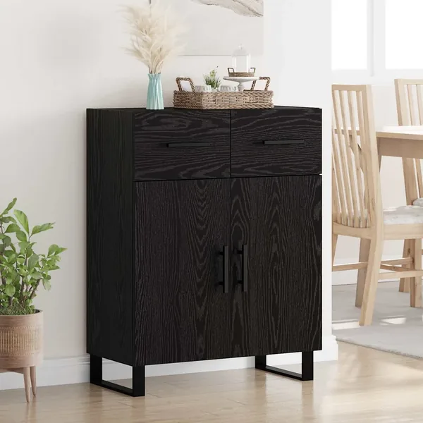 Buffet Chêne noir 69,5 x 34 x 90 cm Bois d'ingénierie
