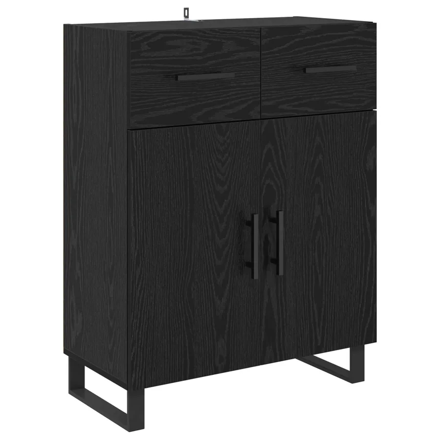 Buffet Chêne noir 69,5 x 34 x 90 cm Bois d'ingénierie - 2