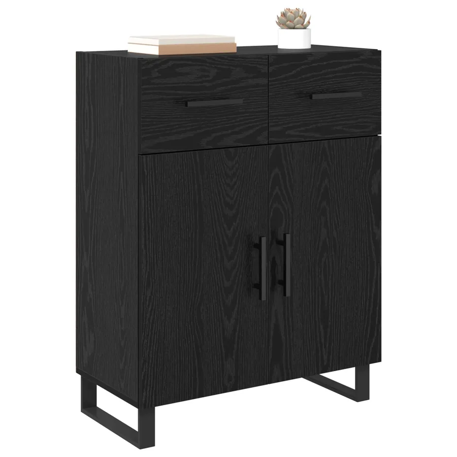 Buffet Chêne noir 69,5 x 34 x 90 cm Bois d'ingénierie - 3