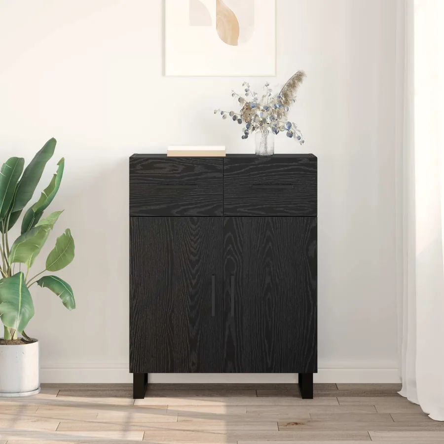 Buffet Chêne noir 69,5 x 34 x 90 cm Bois d'ingénierie - 4