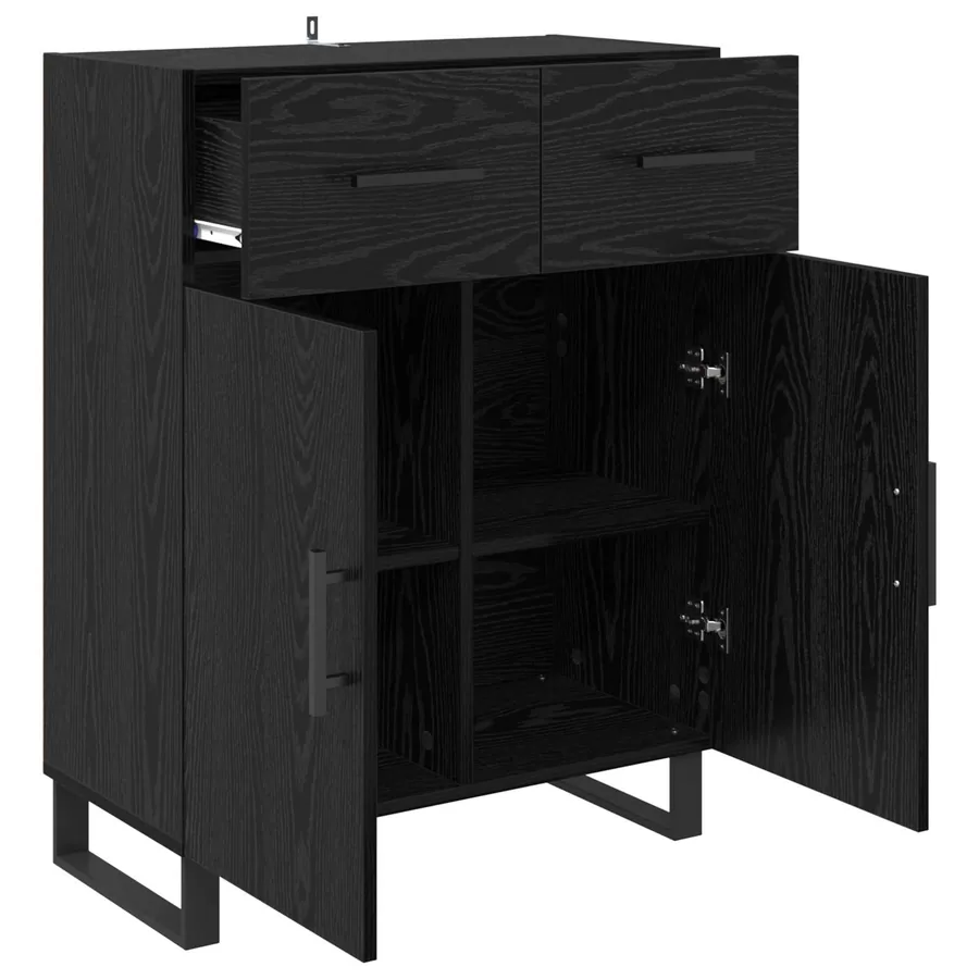 Buffet Chêne noir 69,5 x 34 x 90 cm Bois d'ingénierie - 5