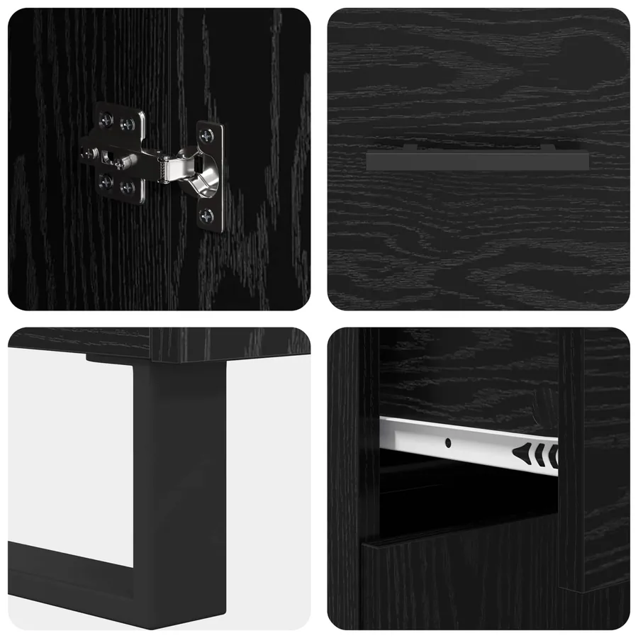Buffet Chêne noir 69,5 x 34 x 90 cm Bois d'ingénierie - 9