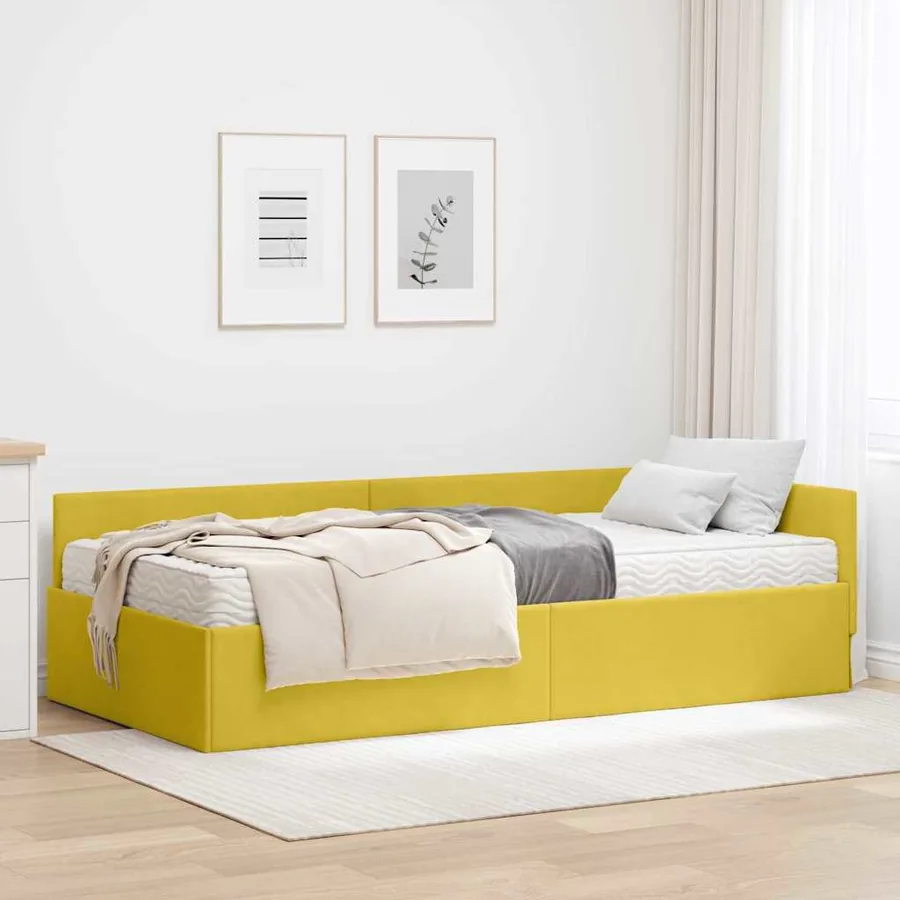 Cadre de lit d'angle avec matelas Autre 2 pcs Vert Velours