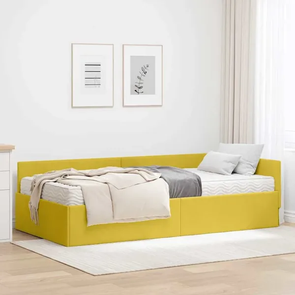 Cadre de lit d'angle avec matelas Autre 2 pcs Vert Velours