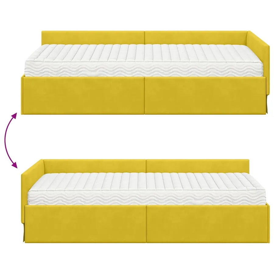 Cadre de lit d'angle avec matelas Autre 2 pcs Vert Velours - 12