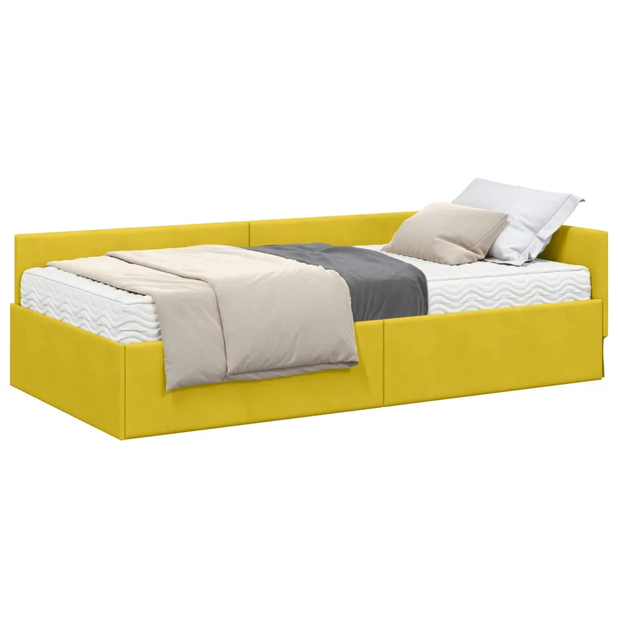 Cadre de lit d'angle avec matelas Autre 2 pcs Vert Velours - 2