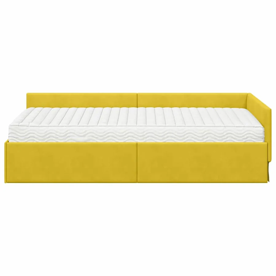 Cadre de lit d'angle avec matelas Autre 2 pcs Vert Velours - 5
