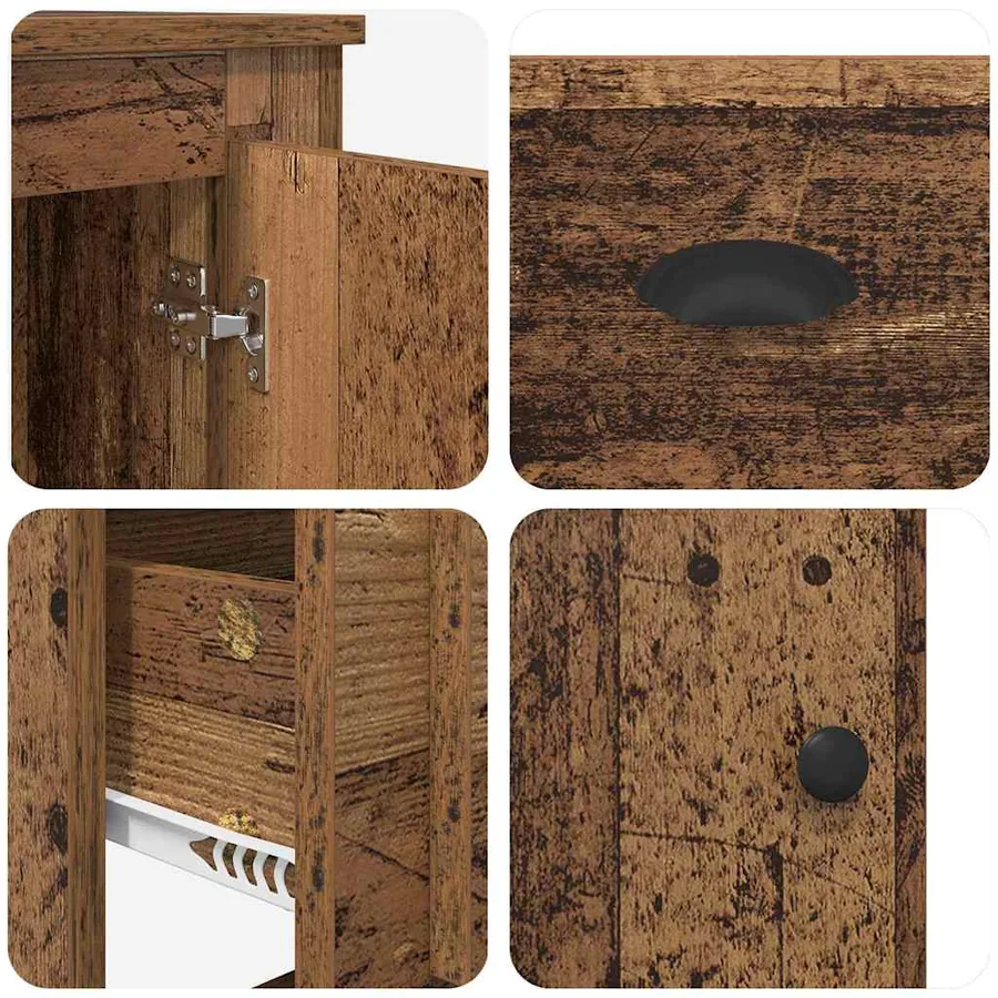 Haut Armoire avec tiroir 3 pcs Bois Ancien Bois d'ingénierie - 13